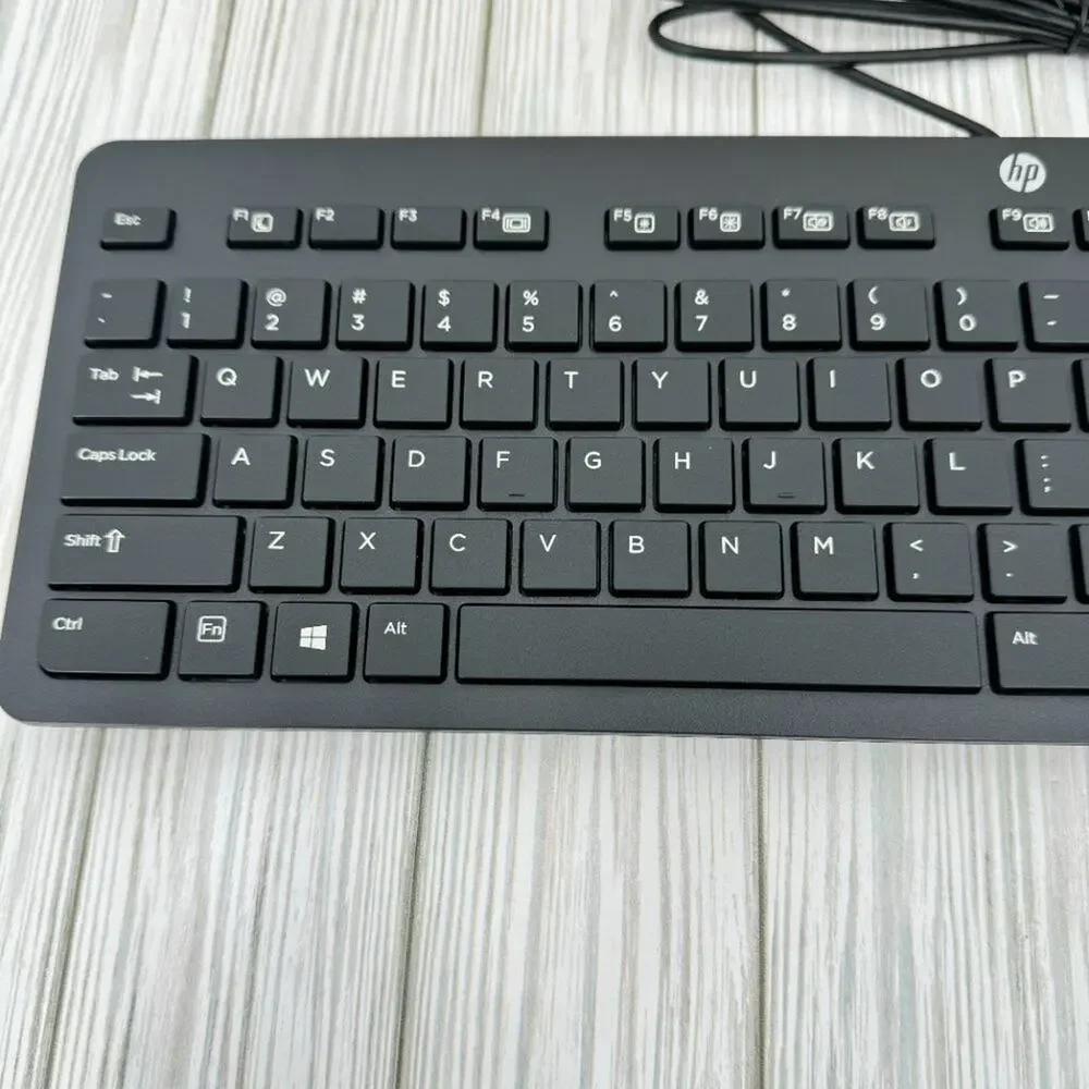 Hewlett Packard HP black USB wired QWERTY keyboard slim KBAR211 NEW
